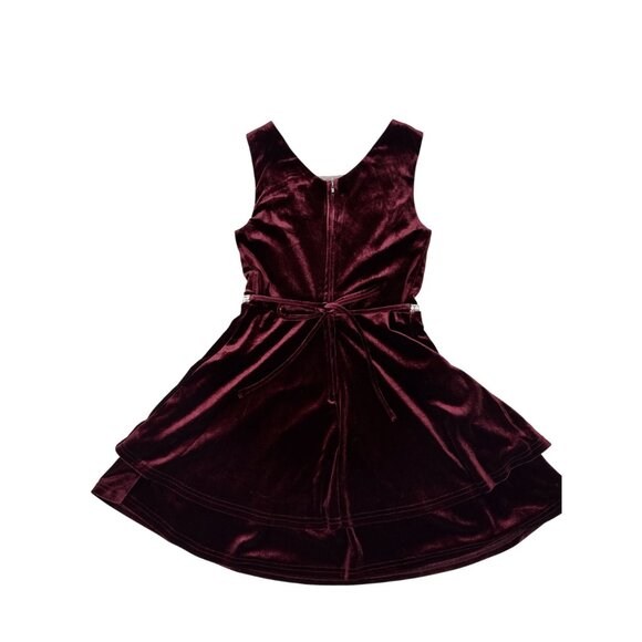 Speechless Kids Burgundy Velvet Sleeveless Dress Size 7 Zip Back Closure - Picture 10 of 11